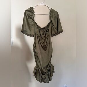 PrettyLittleThing Olive Draped Mini Dress